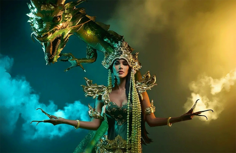 Penampilan Vina Sitorus Tampil Berkarisma dengan Busana Nyi Roro Kidul di Miss Grand International 2025 (sumber foto: Instagram @vinaanggisitorus)