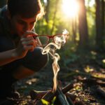 membuat api dengan sinar matahari menggunakan lensa