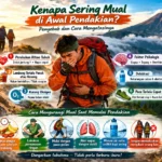 pendaki mengalami mual di awal pendakian