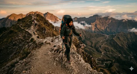 keseimbangan tubuh saat mendaki gunung